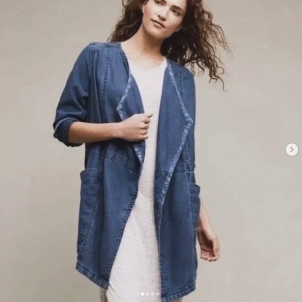 Anthropologie Jacket Pilcro Oversized Denim Trench‎ Coat Hei Hei Jean Maeve